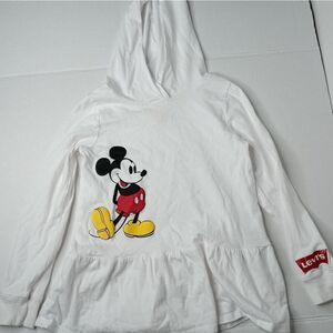 Levi's x Disney Mickey Mouse white hoodie peplum top girls size 6X